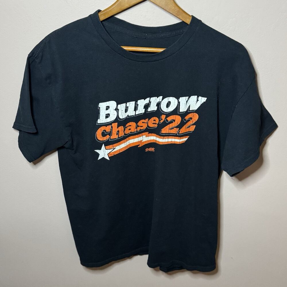 Cincinnati Bengals Joe Burrow Jamar Chase NFL Football Black T-Shirt Large